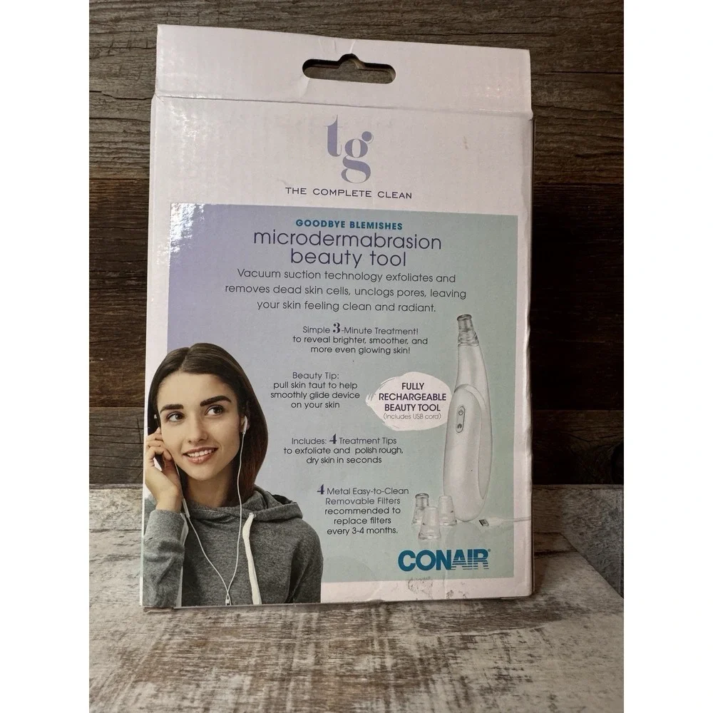 Conair True Glow USB Rechargeable Microdermabrasion‎ Tool – 3 Speeds, 4 Tips